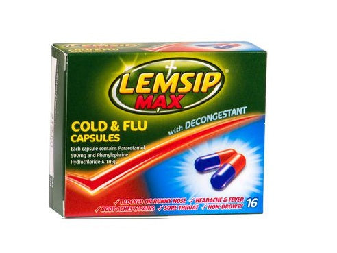 Lemsip Max Cold & Flu Decongestant Capsules 16s